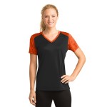 Custom Imprinted Ladies' Sport-Tek CamoHex Color-Block V-Neck Tee Shirt