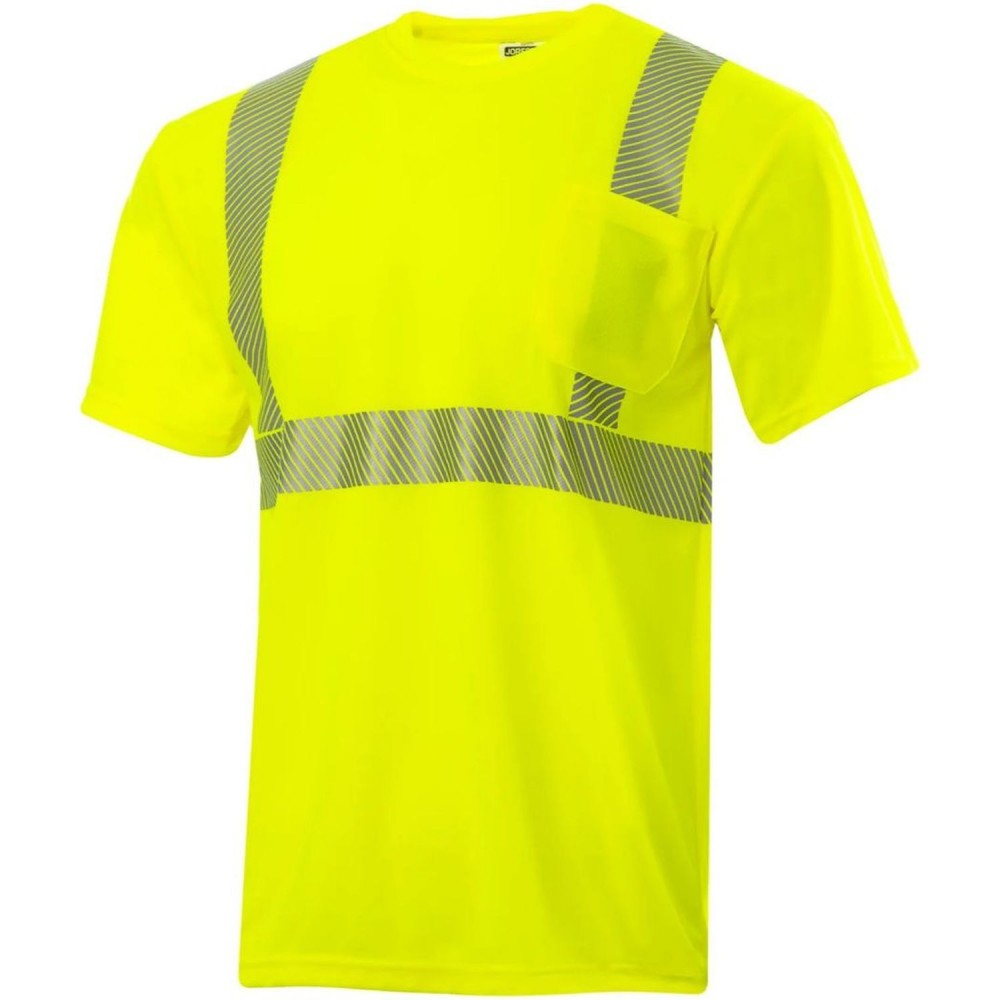 Logo Printed Segmented Hi Viz Class 2 Reflective Safety Short Sleeve Tee Shirt W/ Pocket