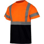 Branded Class 3 Hi Viz Color Block Reflective Tape Safety T-Shirt W/ Pocket