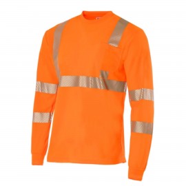 Logo Printed Segmented Hi Viz Class 3 Reflective Safety Tee Shirt W/ Pocket