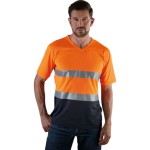 Hi Viz Light Mesh V-Neck Reflective Safety Workwear T-Shirt Logo Printed