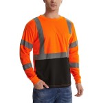 Class 3 Breathable Hi Vis Reflective Safety Long Sleeve T-Shirt With Pocket Custom Imprinted