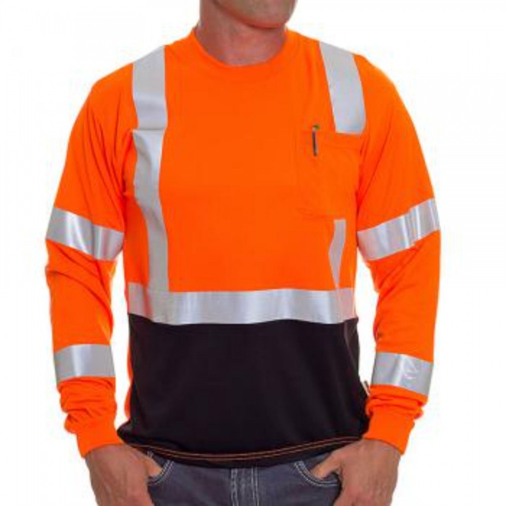 Hi Viz 170gsm Cotton Knitted Class 3 Safety Workwear T-Shirt With Pocket Logo Printed