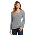 Logo Printed Port & Company Ladies' Long Sleeve Fan Favorite V-Neck Tee