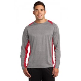 Logo Printed Sport-Tek Long Sleeve Heather Colorblock Contender Tee Shirt  Logo Printed Sport-Tek Long Sleeve Heather Colorblock Contender Tee Shirt