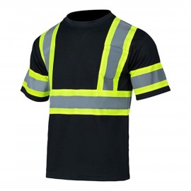 Custom Imprinted Hi Vis Reflective Tape Two Tone Mesh Safety Work Shirt W/ Pocket