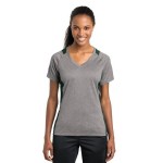 Branded Sport-Tek Ladies' Heather Colorblock Contender V-Neck Tee Shirt