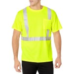 Hi Viz 170gsm Cotton Knitted Class 2 Safety Workwear T-Shirt With Pocket Logo Printed