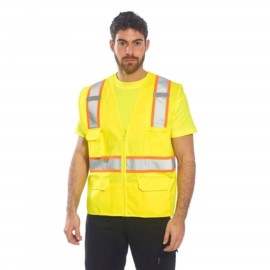 Custom Imprinted Hi-Vis Two Tone Reflective Contrast Mesh Safety Vest  Custom Imprinted Hi-Vis Two Tone Reflective Contrast Mesh Safety Vest