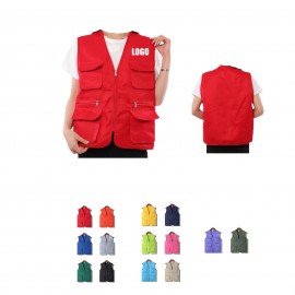 Custom Embroidered Multi-Pocket Zipper Vest
