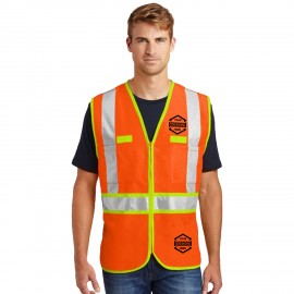 Logo Printed Premium Hi Viz Class 2 Two Tone Reflective Tape Safety Vest With 4 Pockets