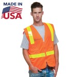 Customized ANSI Class 2 USA Made Polyester Safety Vest with Pockets