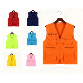 Logo Printed Outdoor Utility Vest with Pockets