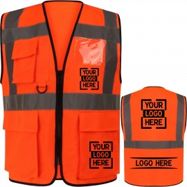 Premium Knitted Hi Vis Class 2 Safety Workwear Vest With 4 Pockets Custom Imprinted