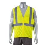 Class 2 Single Band Reflective Tape Safety Zipper Vest With Pocket with Logo