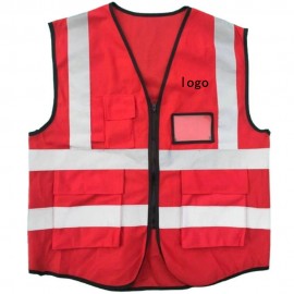 Logo Branded Reflective Safety Vest With Pockets