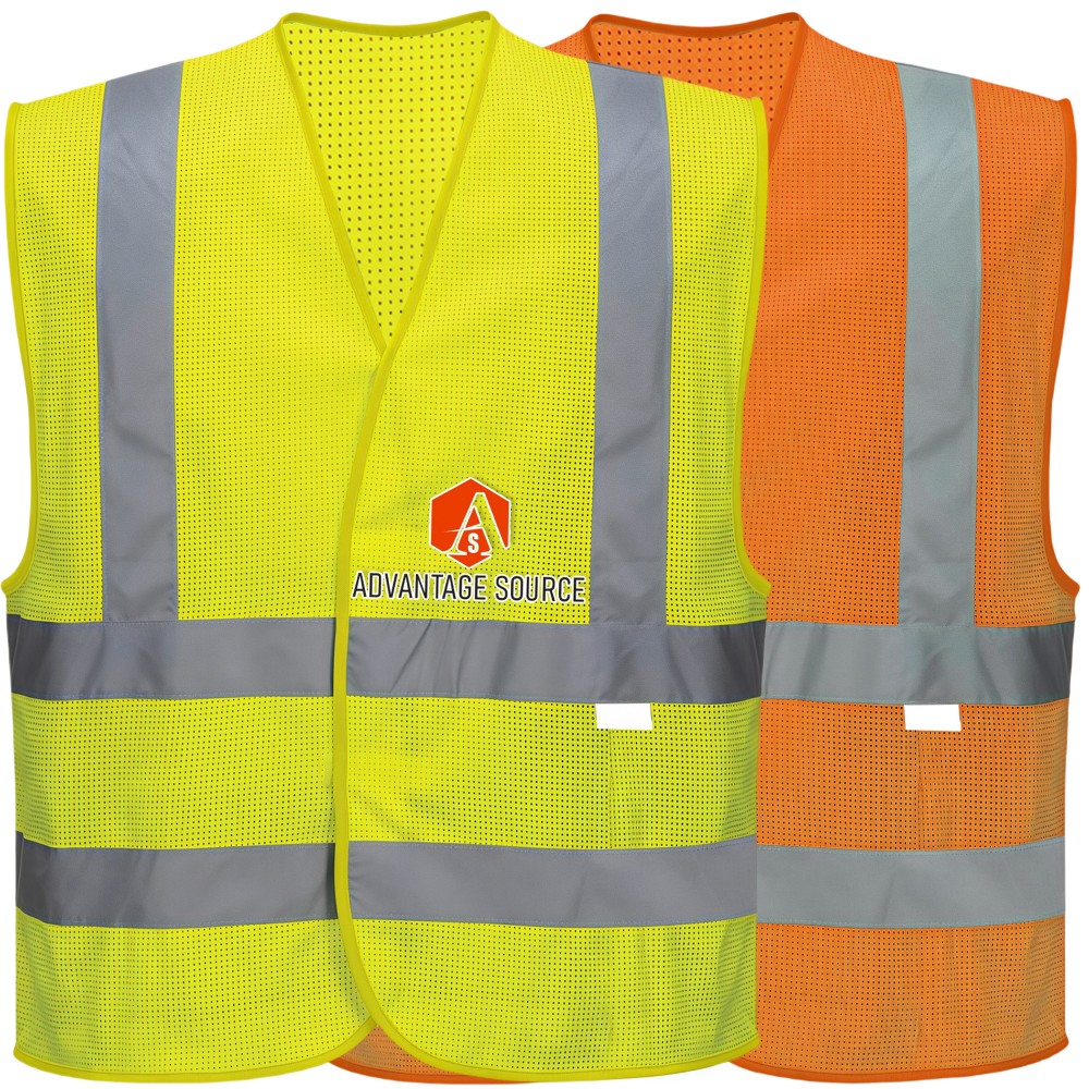 Fluorescent Mesh Reflective Safety Vest Logo Printed