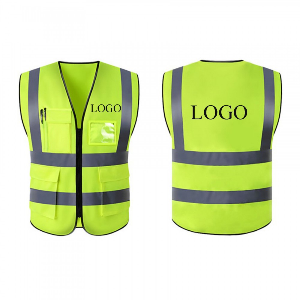 Custom Embroidered Multi-Pocket Mesh Reflective Vest