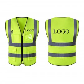 Custom Embroidered Multi-Pocket Mesh Reflective Vest