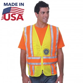 Customized Class 2 USA Made Mesh Safety Zipper Vest with Pockets