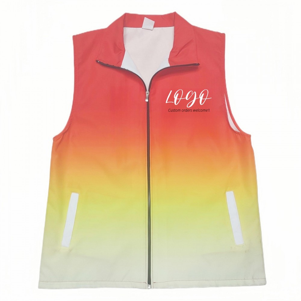 Promotional Custom Gradient Windbreaker Vest Jacket-Full color/MOQ 10 PCS Promotional Custom Gradient Windbreaker Vest Jacket-Full color/MOQ 10 PCS