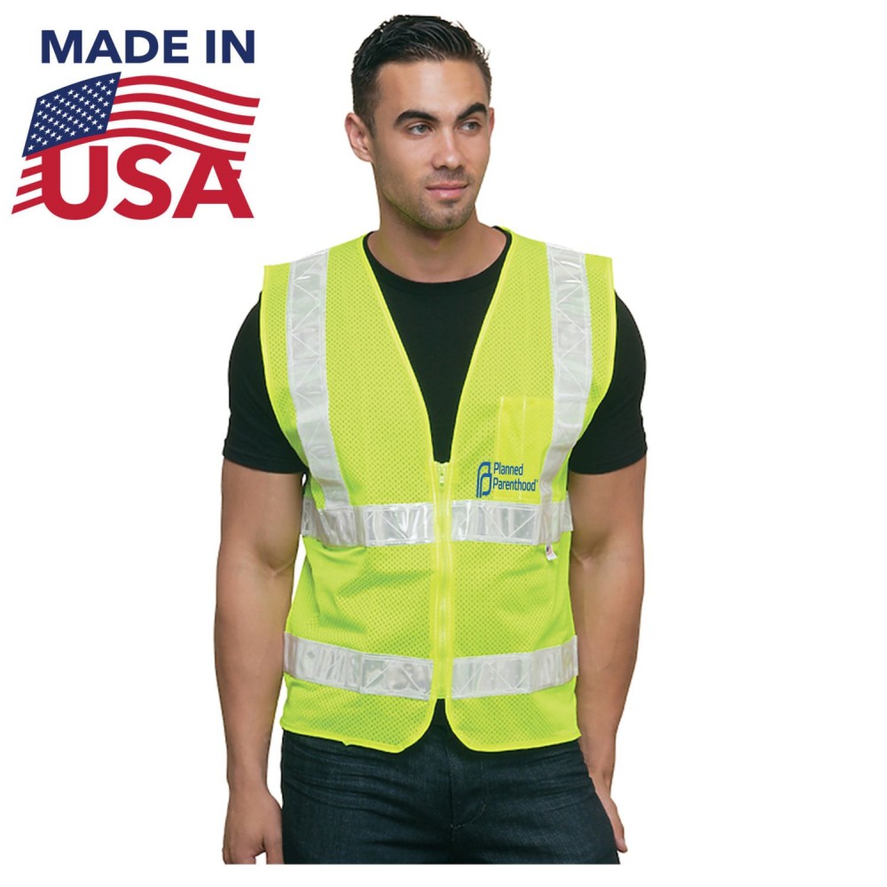 Promotional USA Made ANSI Class 2 Mesh Safety Vest with Pockets Promotional USA Made ANSI Class 2 Mesh Safety Vest with Pockets