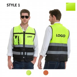 Logo Printed Custom Multi Pocket Safety Vest  Logo Printed Custom Multi Pocket Safety Vest