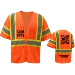Hi Viz Class 3 Two Tone Reflective Tape Mesh Safety Zip Vest With 2 Pockets Custom Imprinted