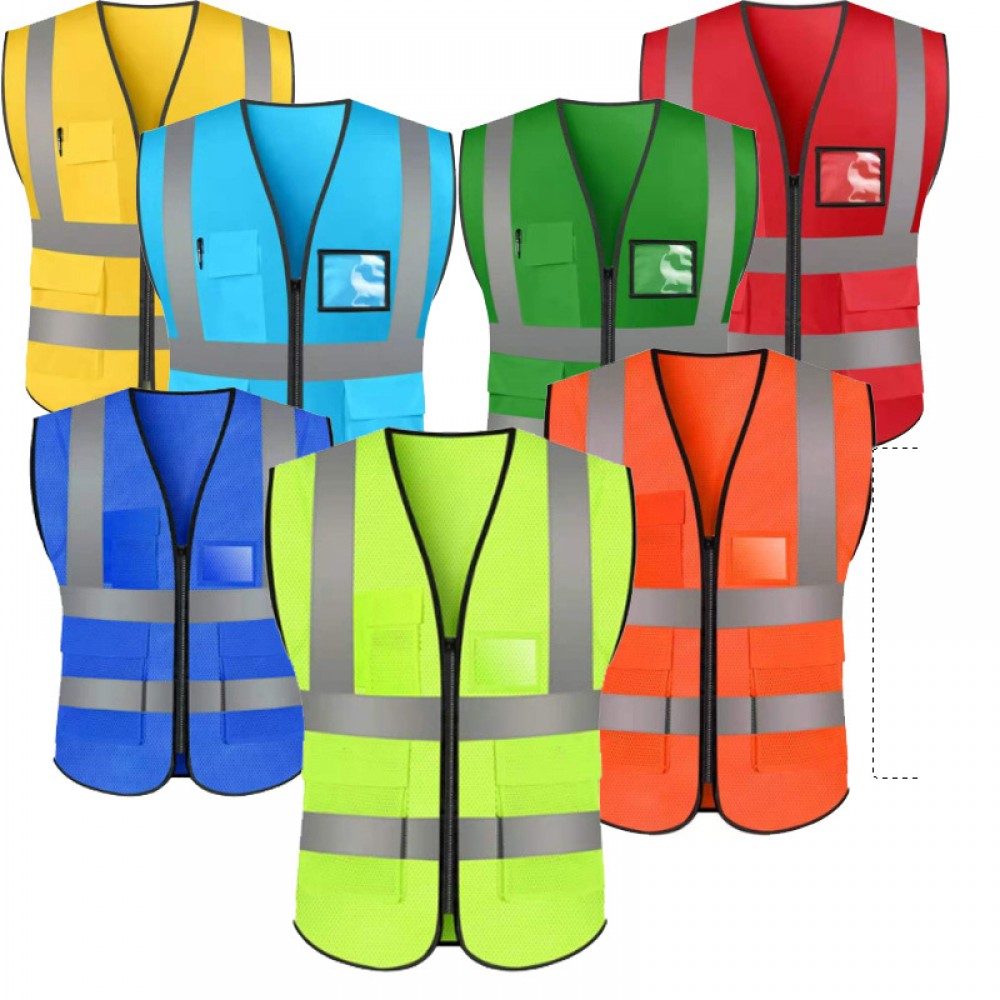 Customized High Visibility Reflective Safety Vest w/ Multi Pockets Customized High Visibility Reflective Safety Vest w/ Multi Pockets