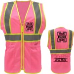 Custom Imprinted Lady Hi Vis Two Tone Class 2 Mesh Reflective Tape Safety Vest With 2 Pockets