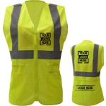 Lady Hi-Viz Class 2 Mesh Zipper Vest Reflective Safety Workwear With 2 Pockets Custom Embroidered