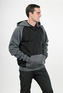Pull-Over 1/4 Zip Hooded Ragland Sleeve Sweatshirt